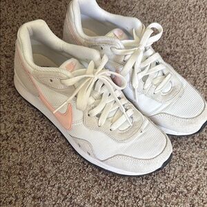Nike White and Pink Sneakers with Cushioned Midsole